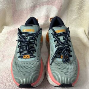 Hoka One One Women Bondi 7 Light Blue Running Shoes Sneakers Sz 7 wide
